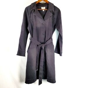 LOGO Lori Goldstein Denim Belted Trenchcoat In Washed Black
